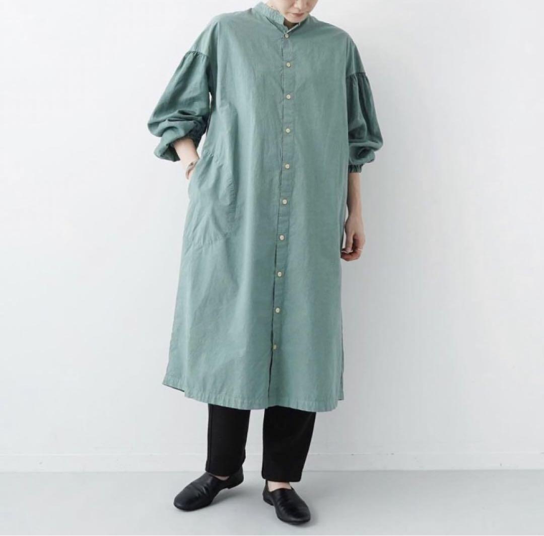 【美品】grin リネンワンピース エメラルドグリーン 日本製