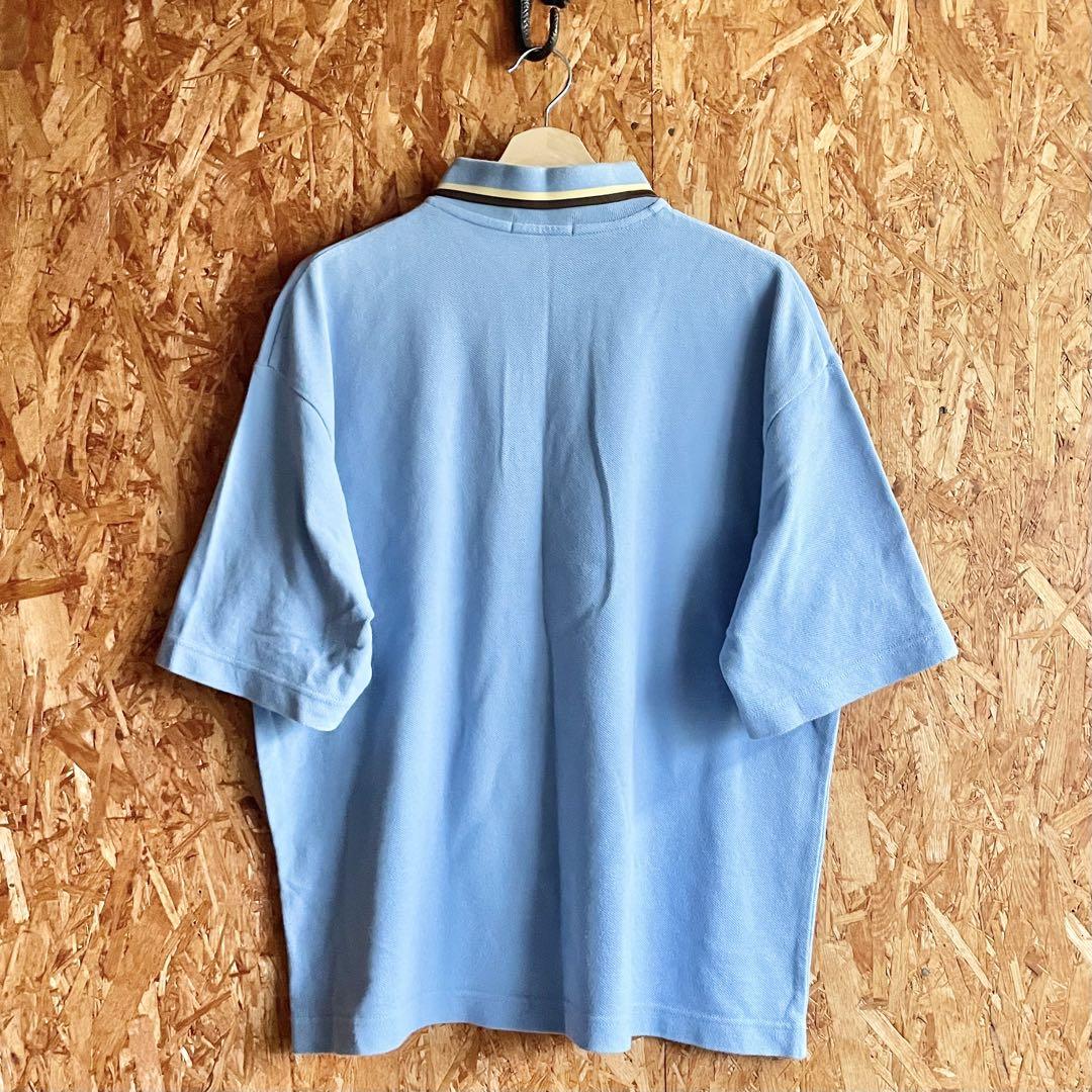 FRED PERRY ポロシャツ ティップライン 月桂樹 刺繍ロゴ 水色 M