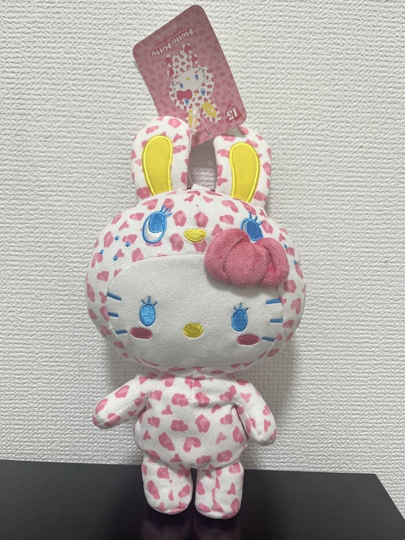 ハローキティレア大きなうさぎ ぬいぐるみ イエロー 完売品 レア サンリオ ハローキティ ヒョウ柄 うさぎ ぬいぐるみ