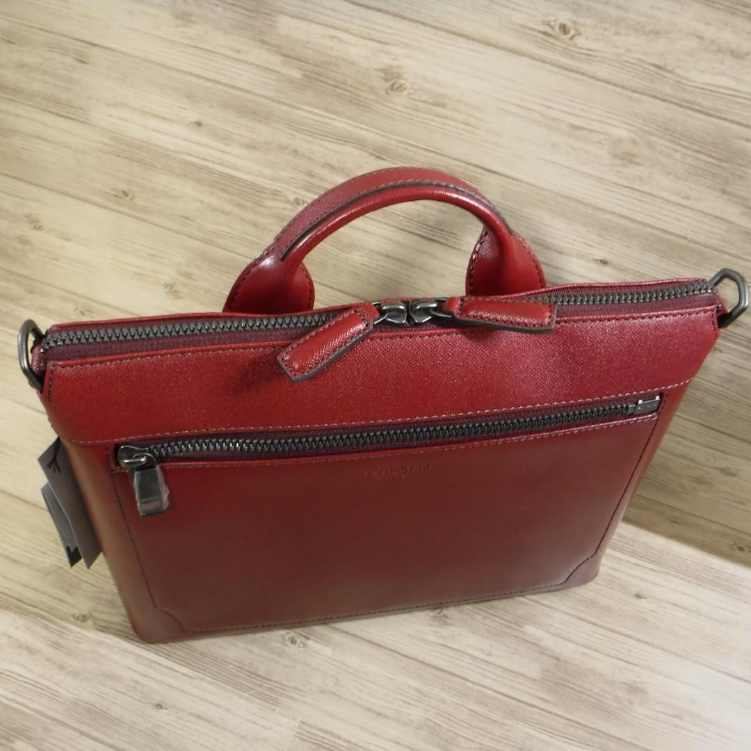 フジタカ 定価4万 2WAY レザーショルダーバッグ 牛革 B5 ビジネスバッグ