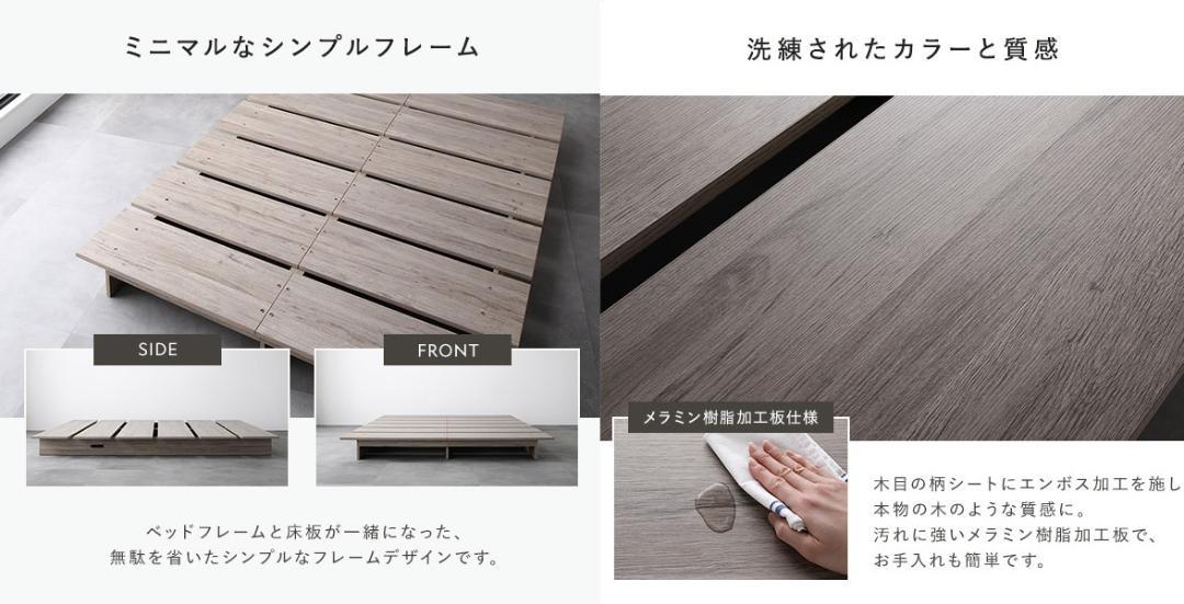 送料無料 セミダブルベッド フレーム 保証・コンセント付 すのこストーングレー