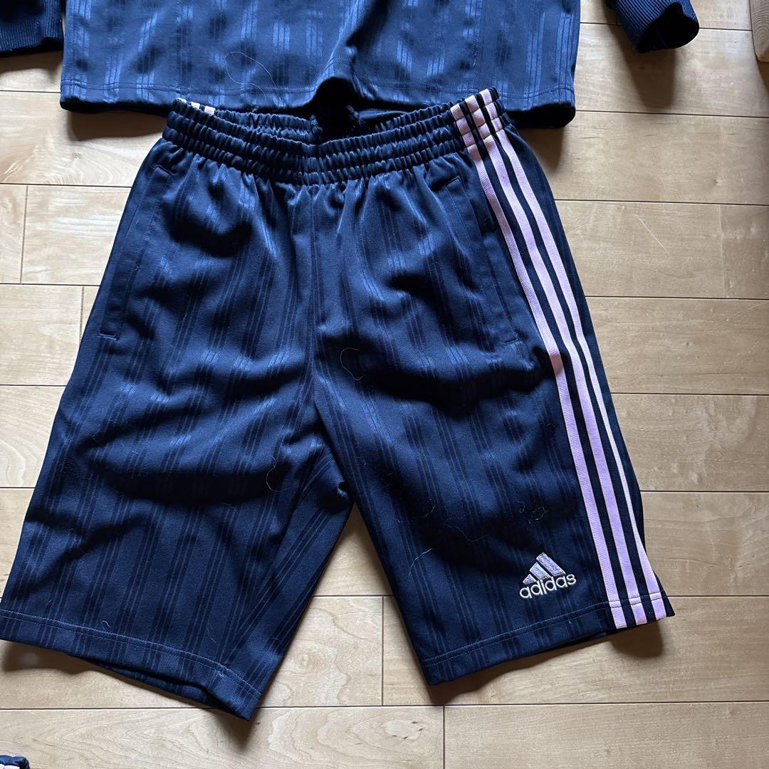 adidas ウォームアップウェア ダークブルー/ピンク 短パン付き　3点セット