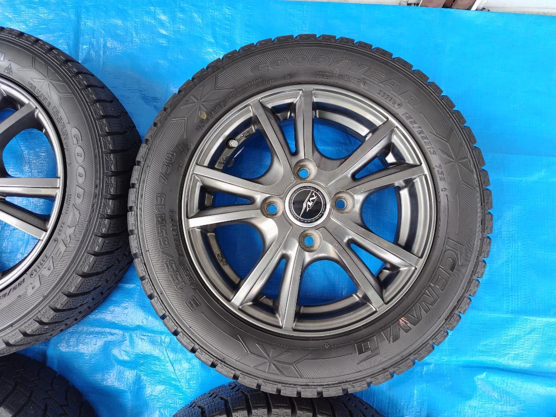 スタッドレスタイヤ・アルミホイール２本セット、155/65R13【その１】