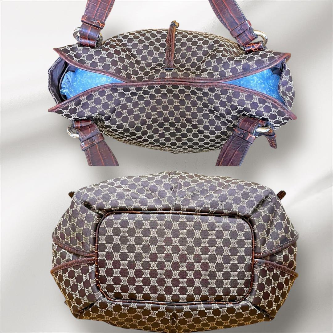 【希少/美品】セリーヌ ビタースウィート クロコ型押し パリマカダム 茶 大容量