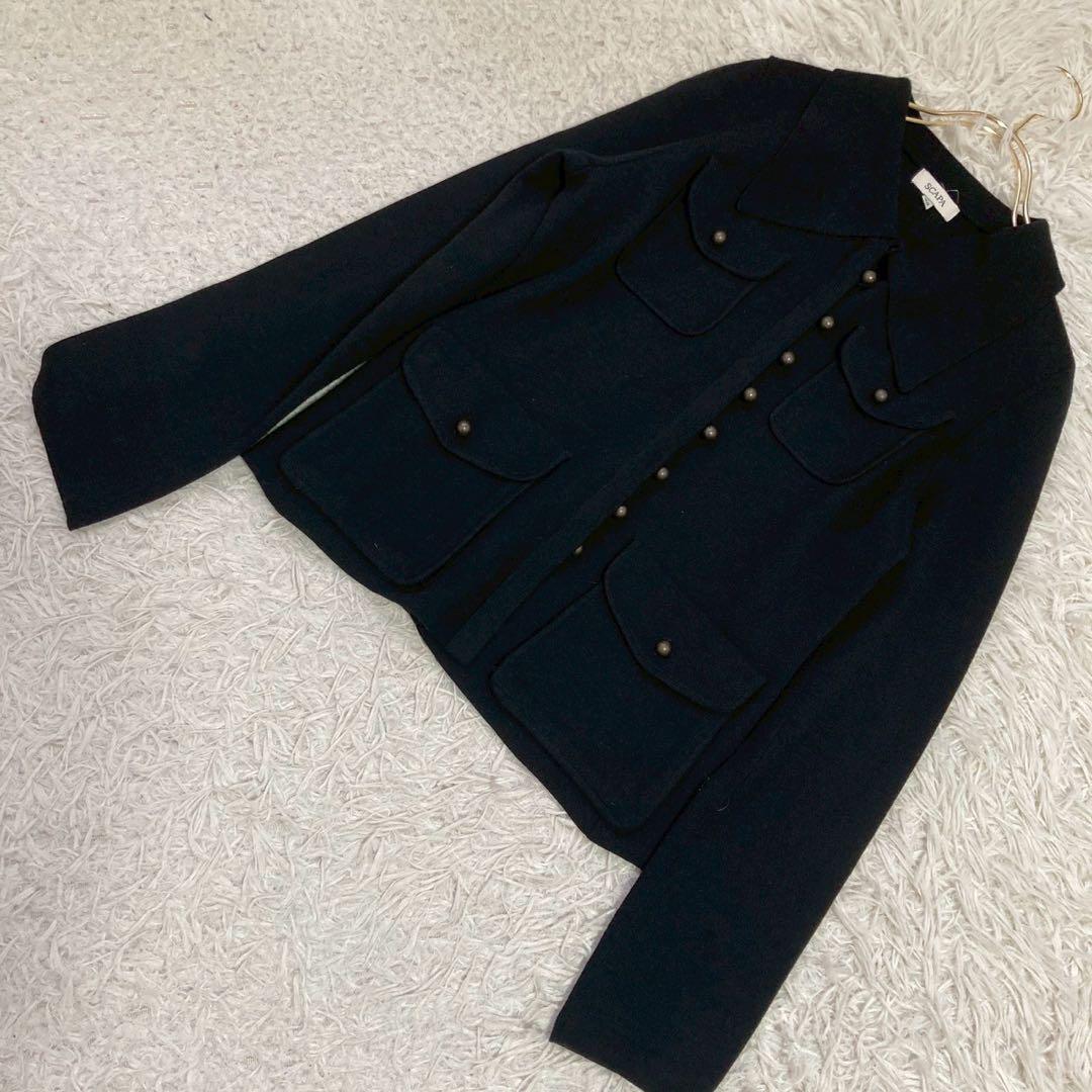 SCAPA ジャケット風カーディガン ブラック 38 キレイめ オフィス