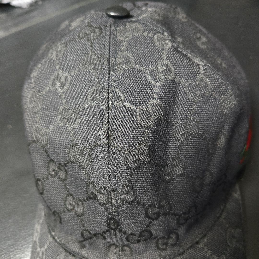 GUCCI グッチ ベースボールキャップ ブラック シェリーライン 59cm