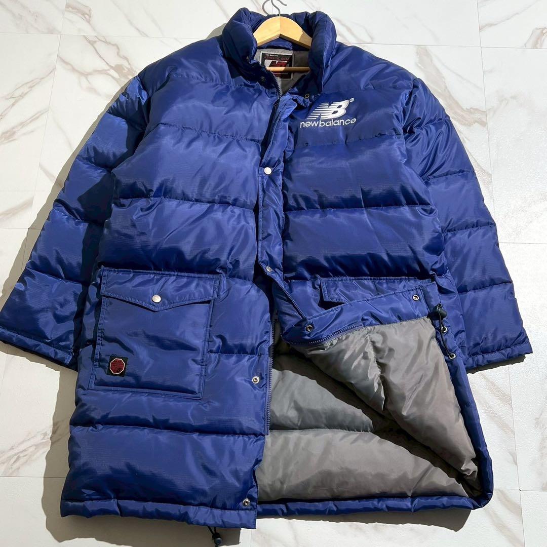 フェザー50 ロング Lサイズ ニューバランス ベンチコート 肉厚 ブルー系L new balance