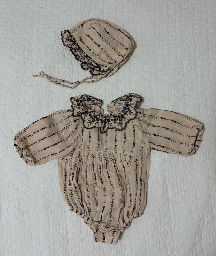 bebeorganic amelia romper&bonnet