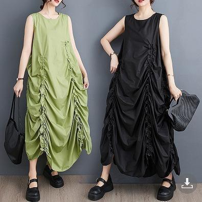 大きいサイズ レディース ワンピース　ノースリーブ　ロング　春夏 秋 新品