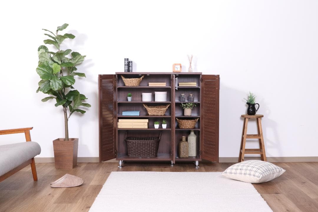 週末限定値下げ！ルーバーシューズボックス 靴箱 玄関収納 下駄箱  送料無料 dショッピング |靴箱 シューズボックス 下駄箱 シューズラック 靴 収納