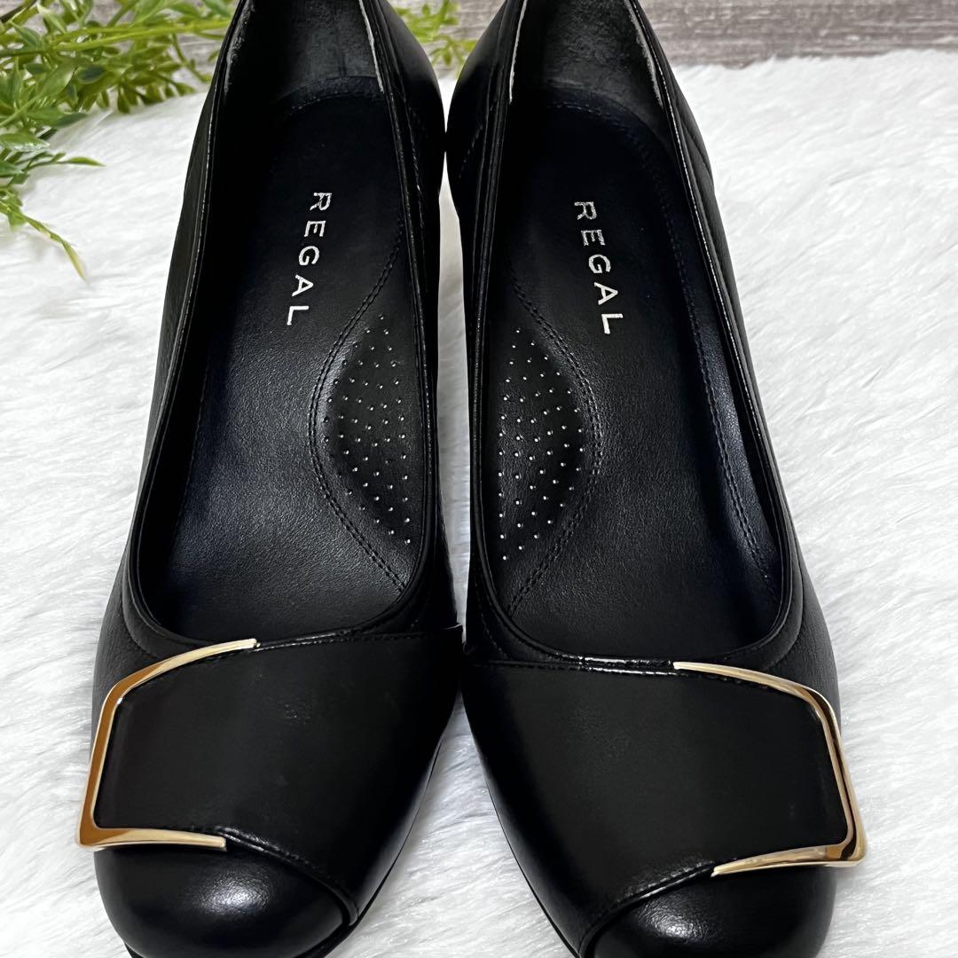 美品✨REGAL リーガル パンプス レザー バックル ブラック 23.