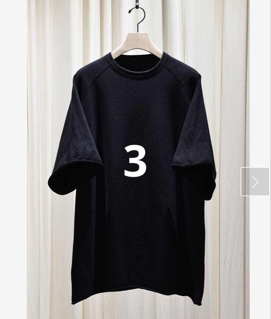 COMOLI(コモリ) / LWコットン裏毛 半袖クルー / BLACK 25SS