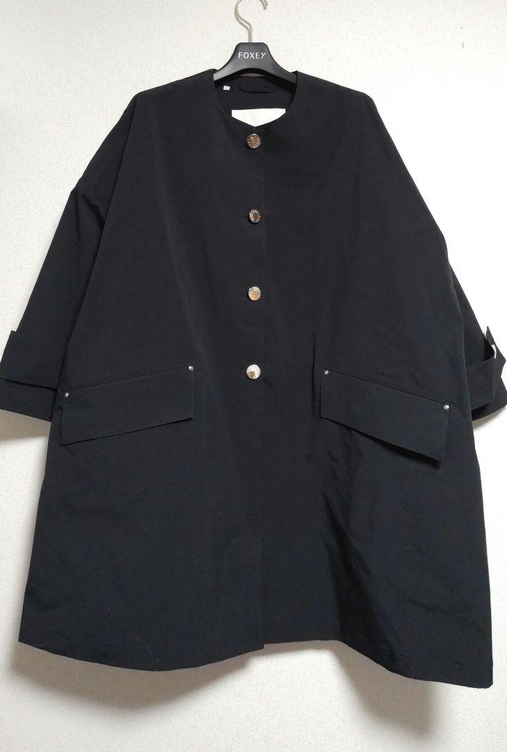 HUMBIE 撥水ポリエステル ノーカラー メタルボタン ロングコート