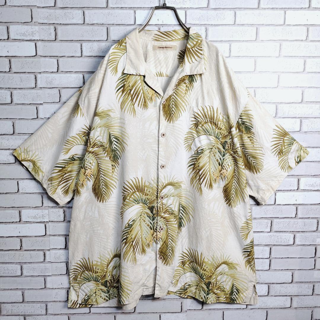 Tommy Bahama☆アロハシャツ　半袖　開襟　シルク　ボタニカル　XXL