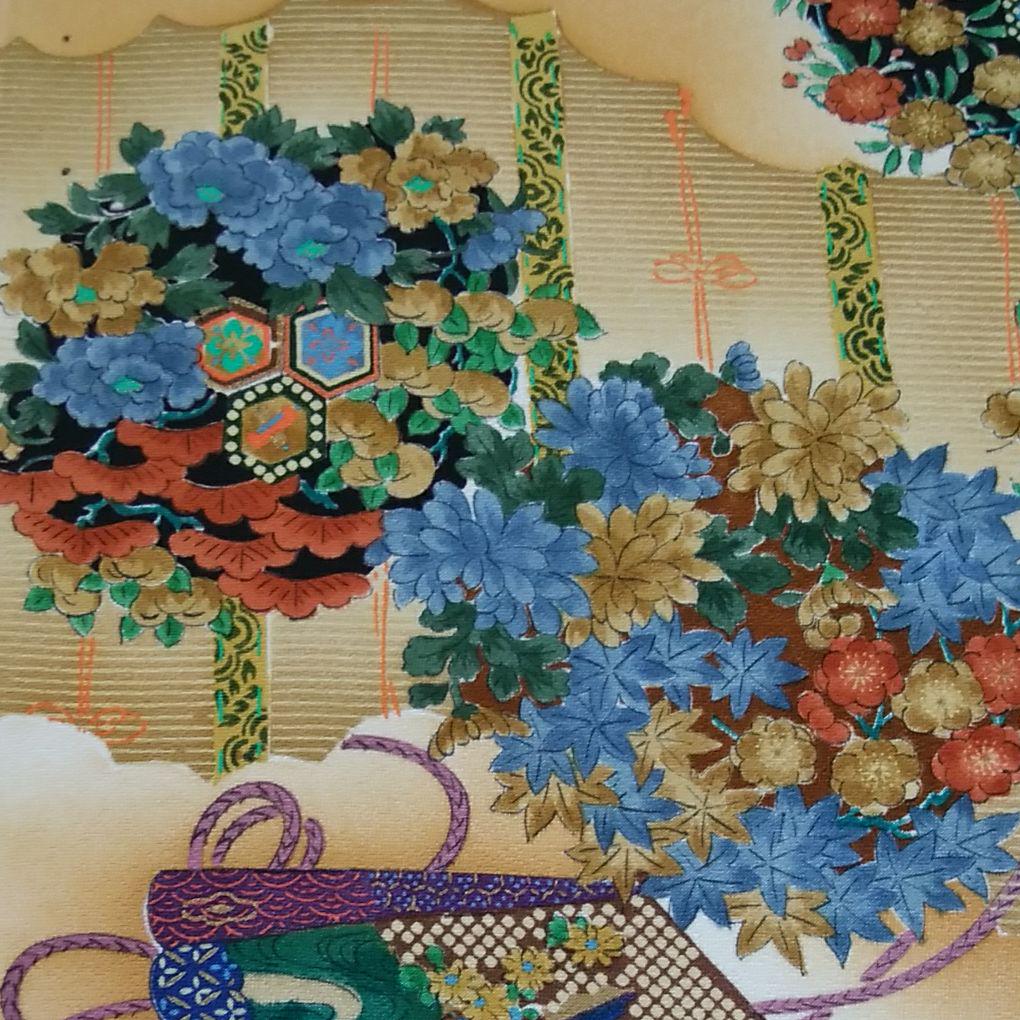 正絹小紋反物99(薄茶、花三昧)