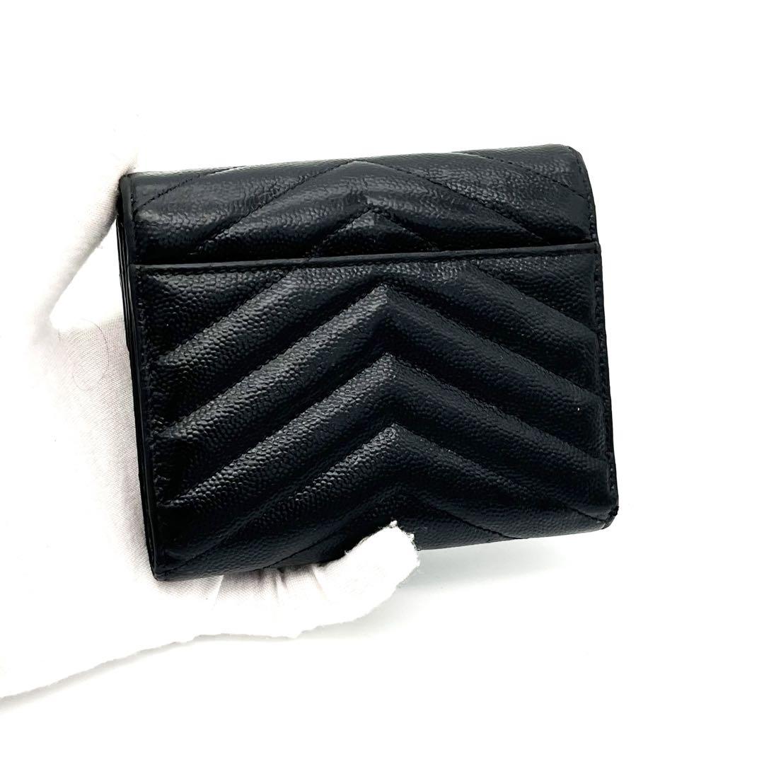 ☆美品☆サンローラン Vステッチ 財布 キャビアスキン YSL