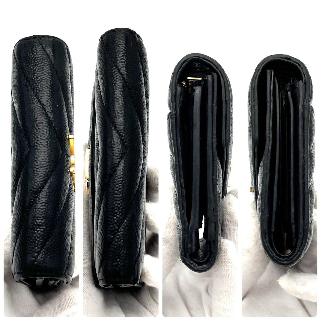 ☆美品☆サンローラン Vステッチ 財布 キャビアスキン YSL