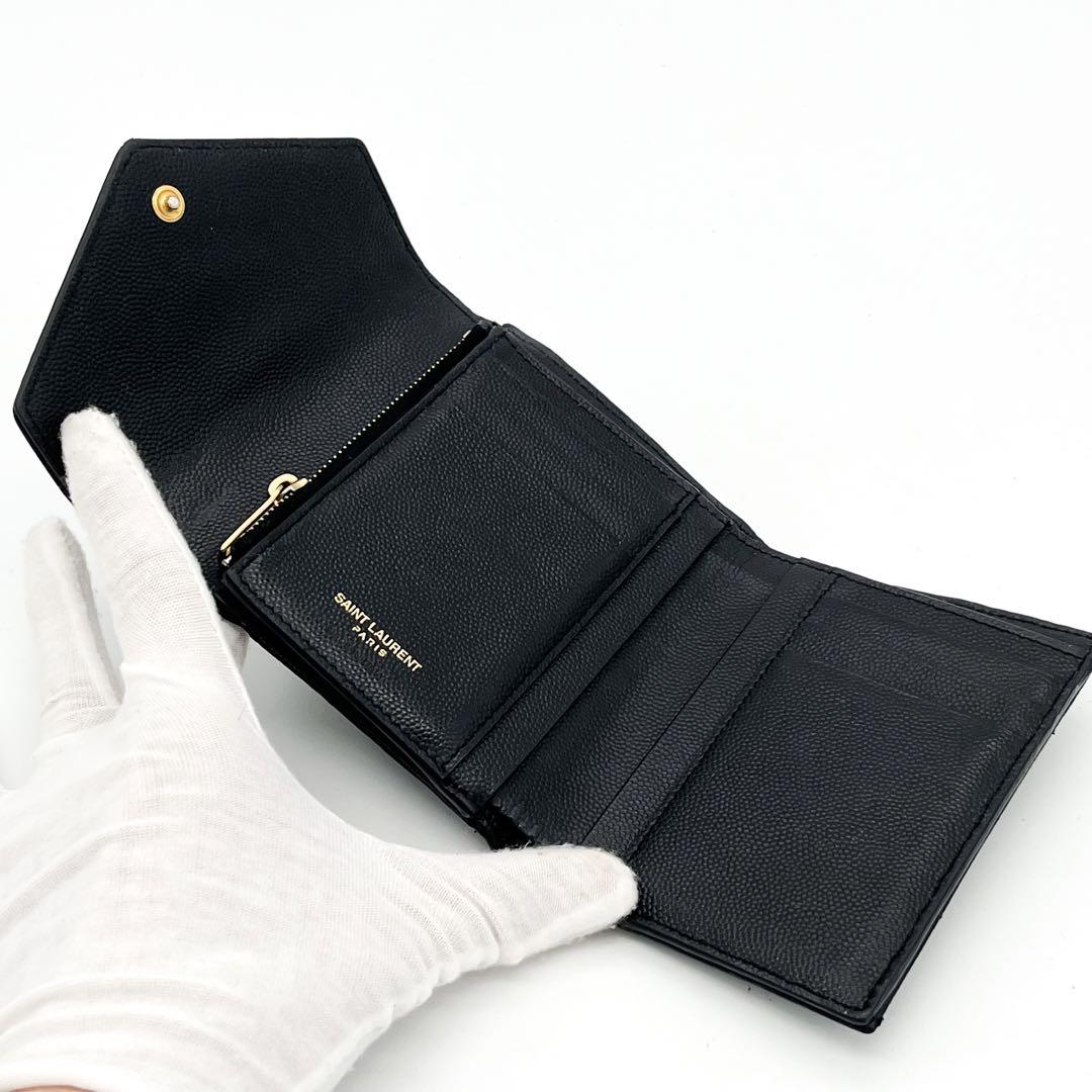 ☆美品☆サンローラン Vステッチ 財布 キャビアスキン YSL