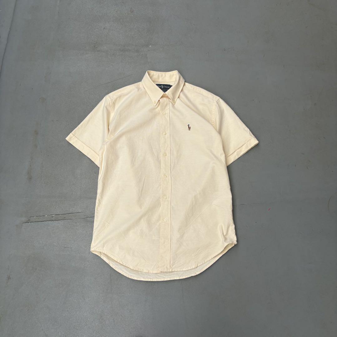 90s Ralph Lauren イエロー　半袖　oxford bdシャツ　ロゴ