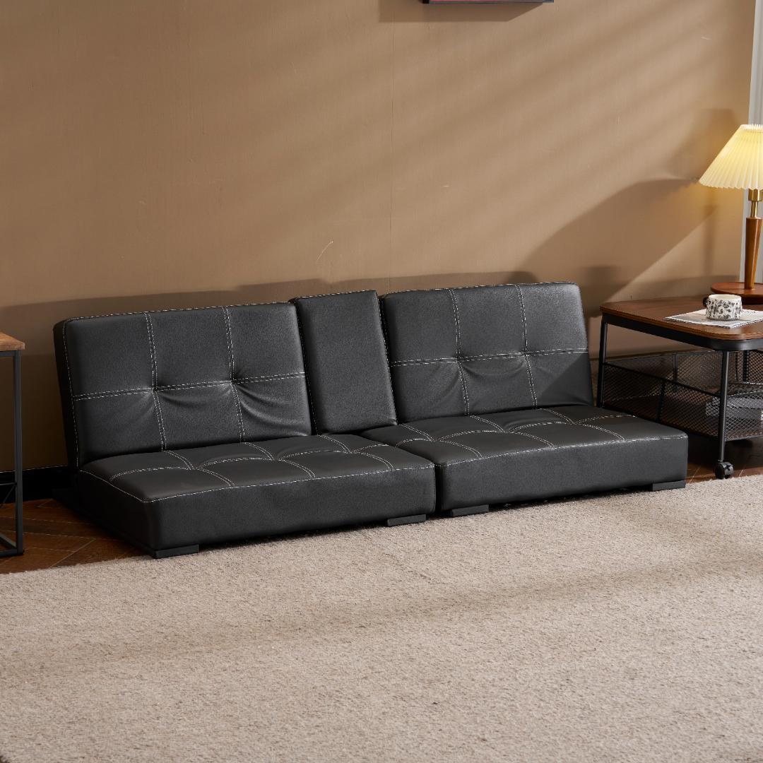 ソファベッド カップホルダー付き 背もたれ3段階 取付可能な脚 BLACK ソファベッド カップホルダー付き 背もたれ3段階 取付可能な脚 BLACK