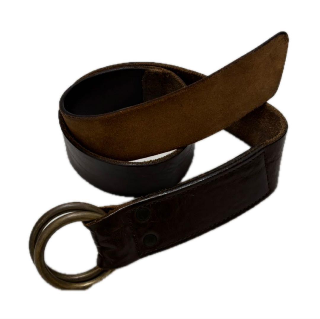 RRL 黄金期 エイジング加工 イタリア製 レザー リング ベルト 28DOUBLE RL