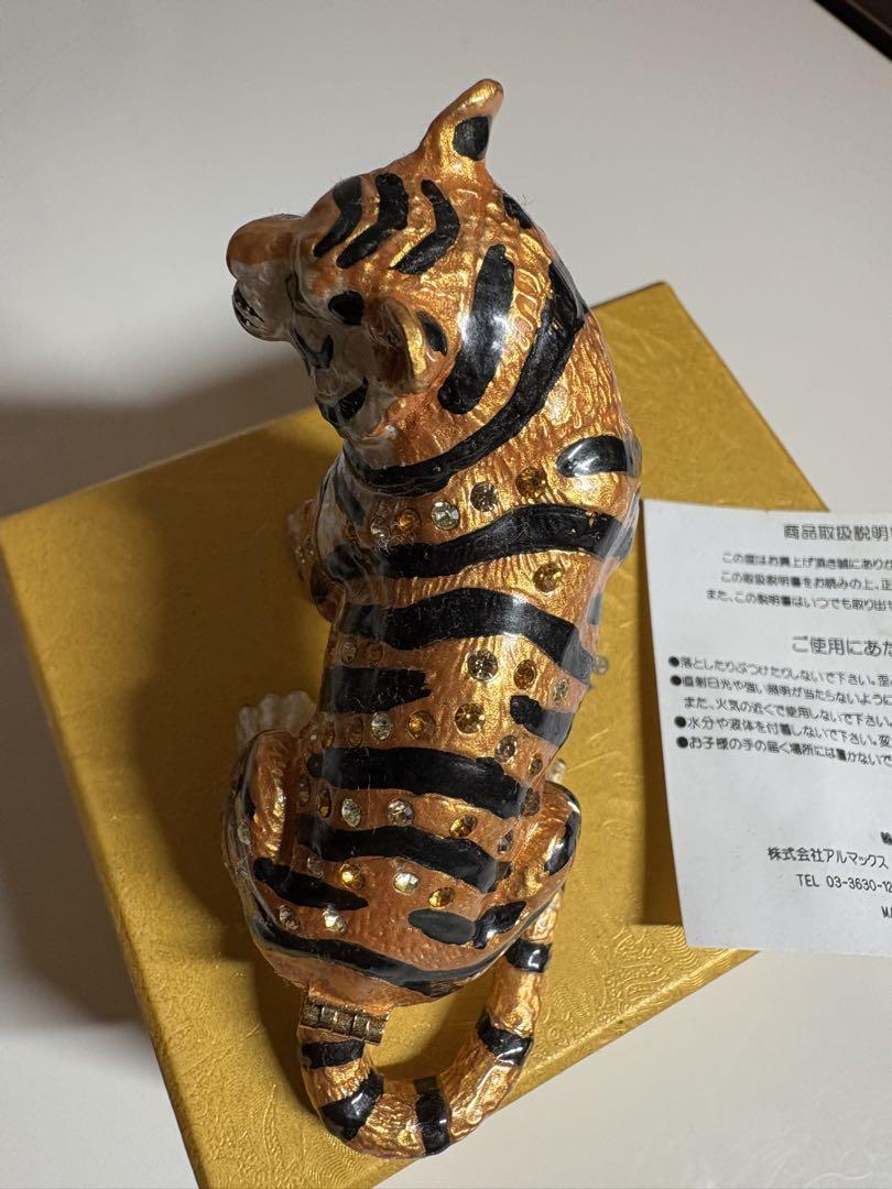 美品希少レア【used】東京銀座PICALS 虎ジュエリーケースストーン付き