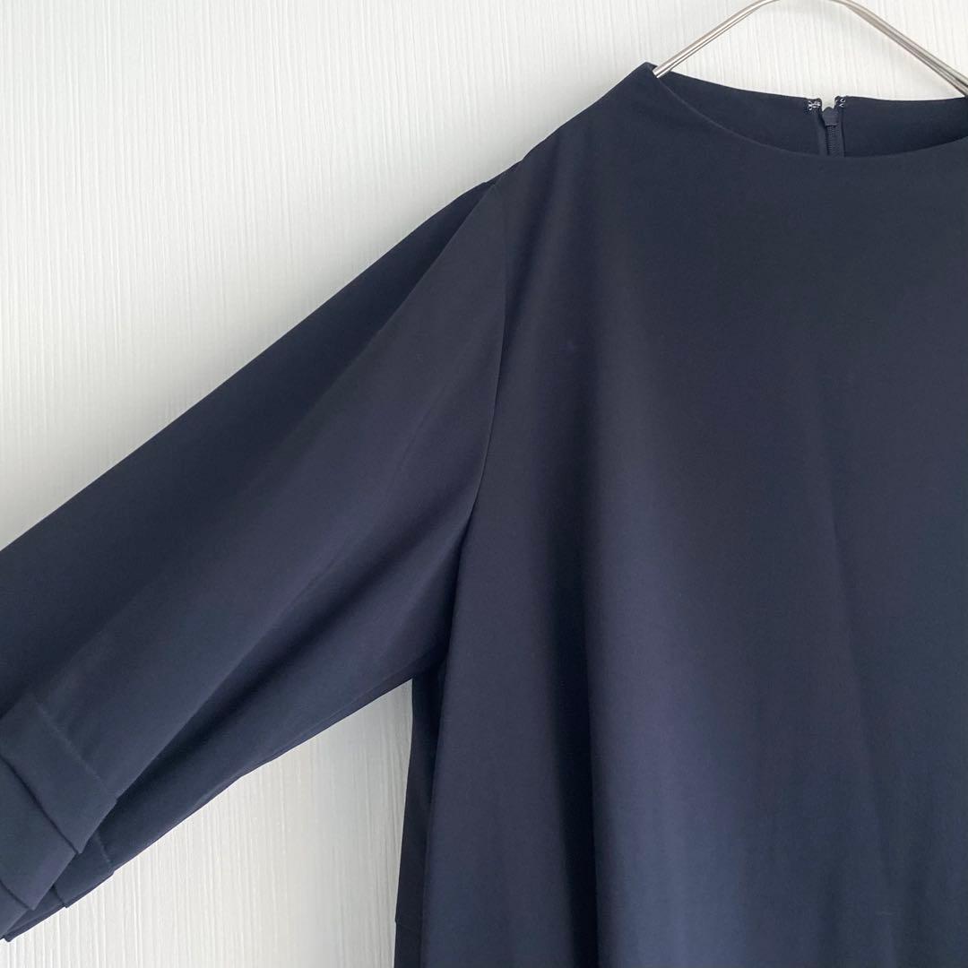 アデュートリステス　ロングワンピース　とろみ　Aライン　濃紺