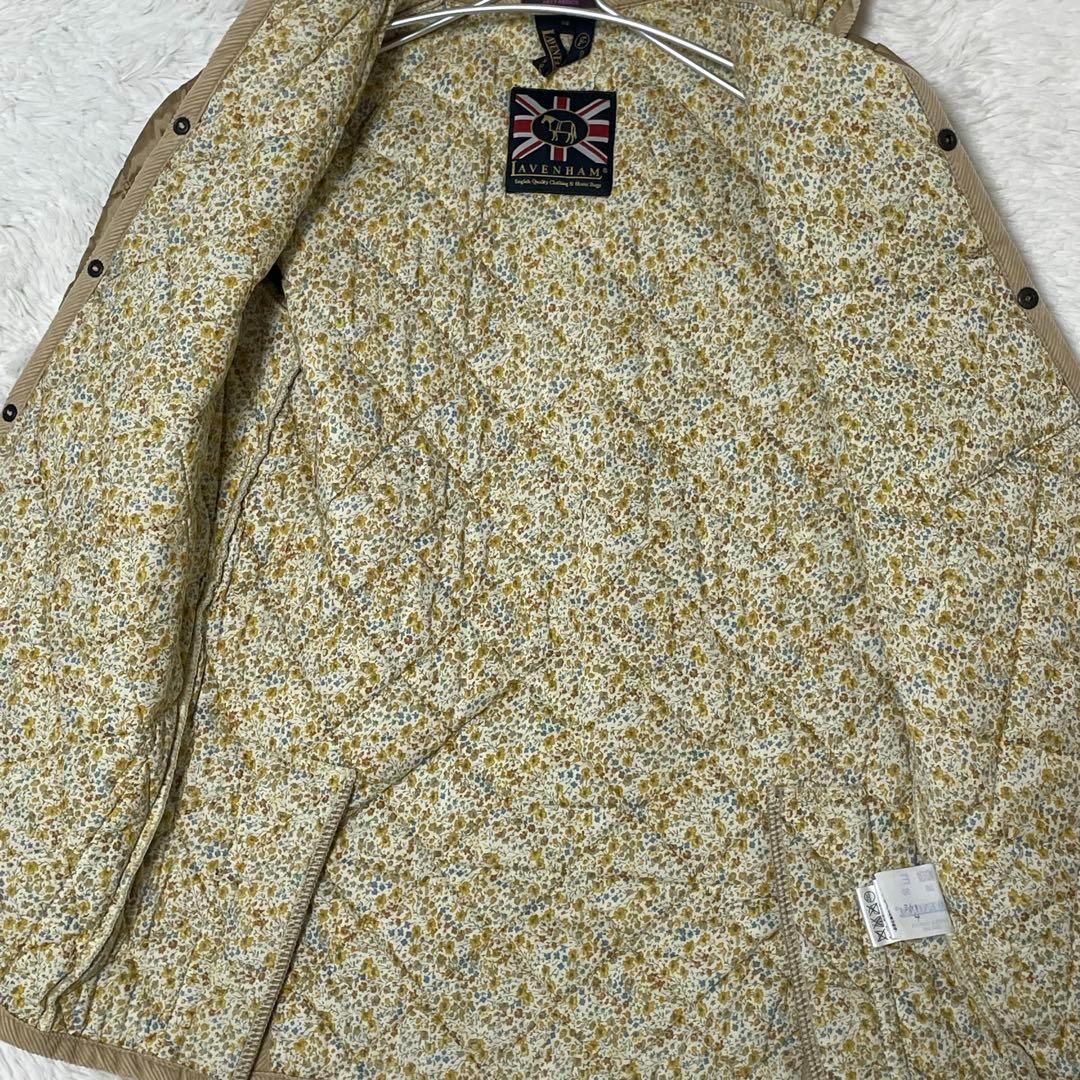ラベンハム　リバティ　キルティングジャケット　フード付き　ベージュ　花柄　38