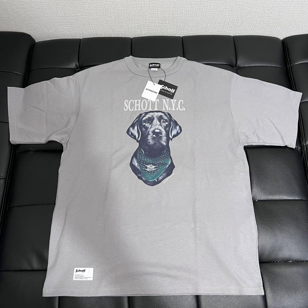 SIILON 犬 プリント Tシャツ チャコールグレー セール】犬プリント半袖Tシャツ（Tシャツ/カットソー
