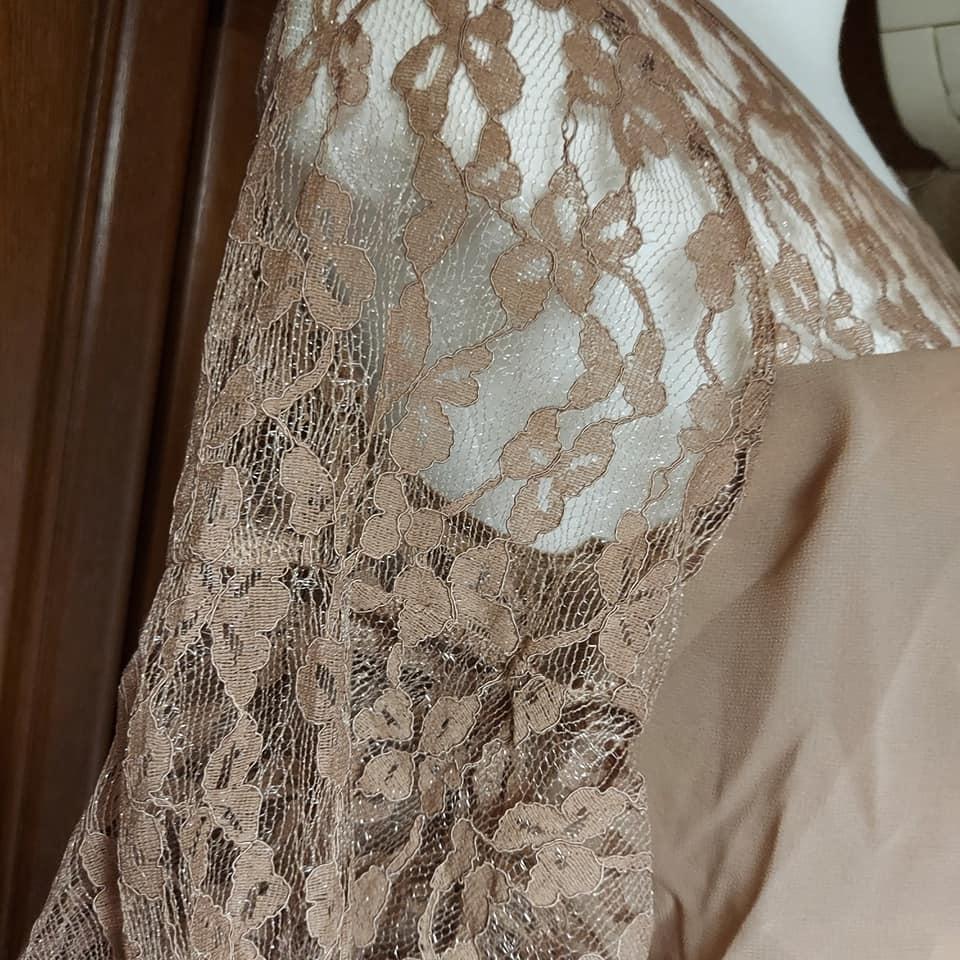 S シフォン レース ドレス フォーマル ブラウン ワンピース 結婚式