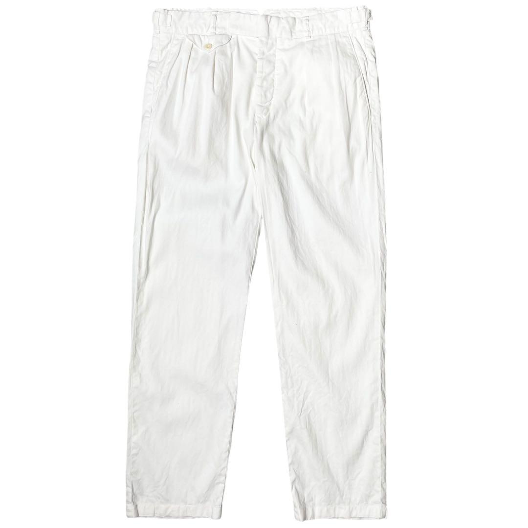 ラルフローレン 白 リネン サイドアジャスター パンツ 90s