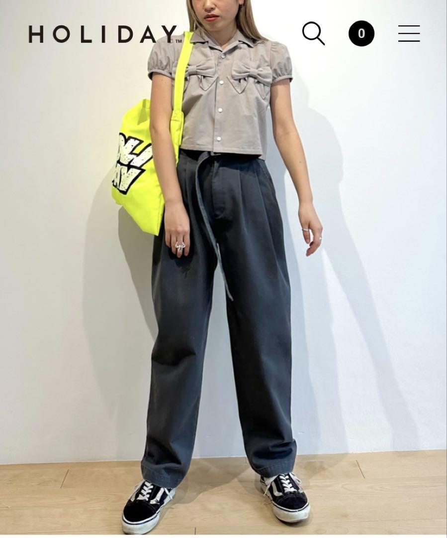 ★HOLIDAY DICKIES BELTED 2TUCK PANTS GRAY