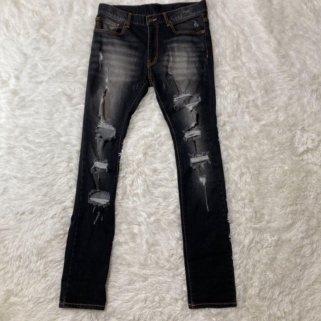 LEFLAH スキニー size XXL WANIMA レフラー LEFLAH XLサイズ ダメージ加工 デニム スキニー