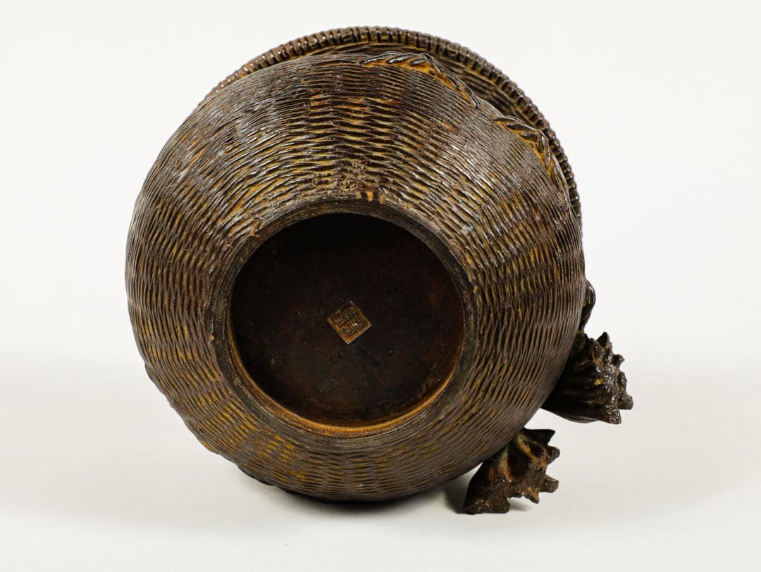 時代物 骨董品 古銅唐子花器 置物　在銘 時代物 骨董品 古銅唐子花器 置物 在銘