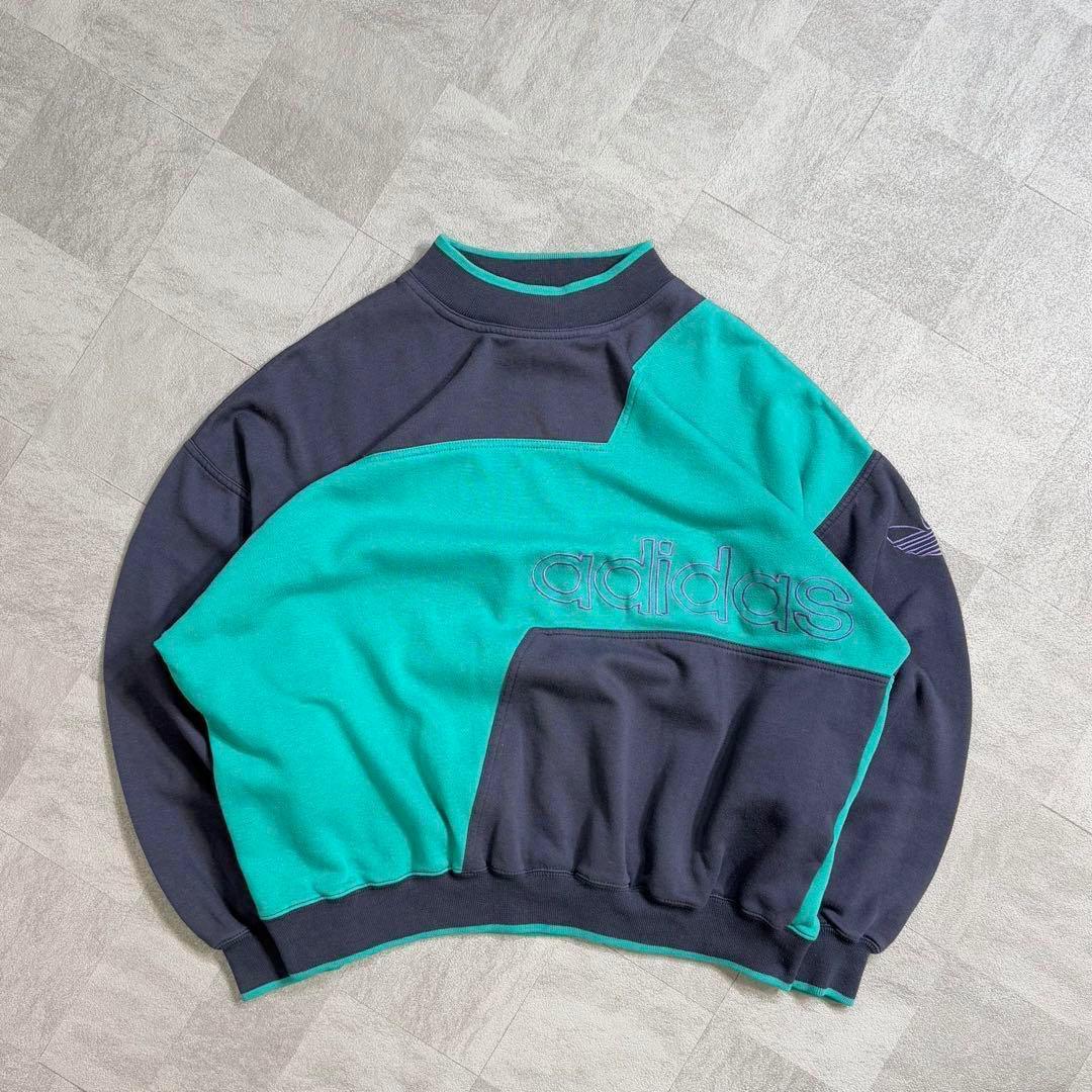 adidas アディダス 刺繍 トレーナー 銀タグ 90s adidas アディダス 銀タグ 刺繍 トレフォイル ロゴ スウェット