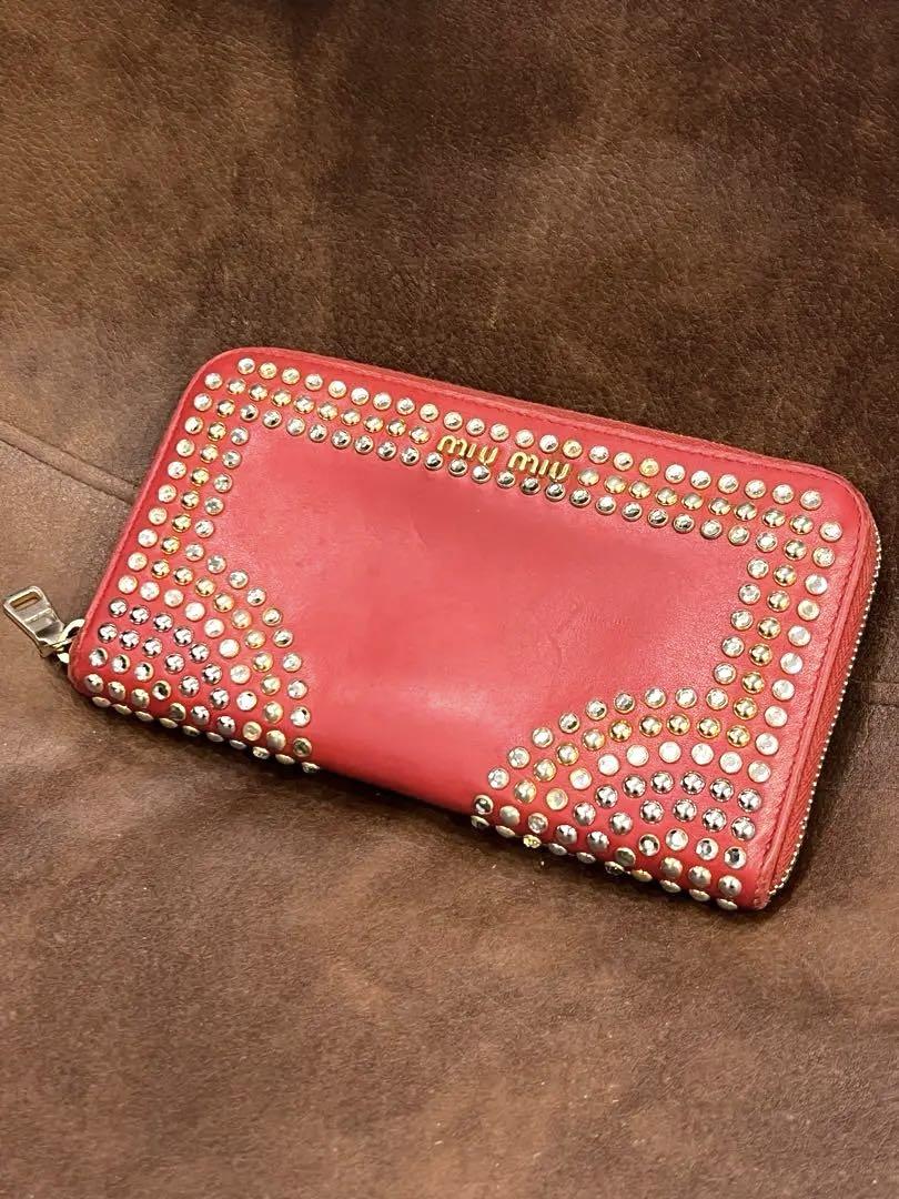 MIU MIU スタッズ装飾 長財布 ブラウン 楽天市場】miumiu 長財布 スタッズ（レディース財布｜財布