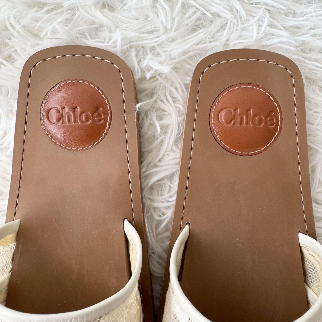 美品【クロエ】WOODY レース サンダル スクエアトゥ 36 ブラウン