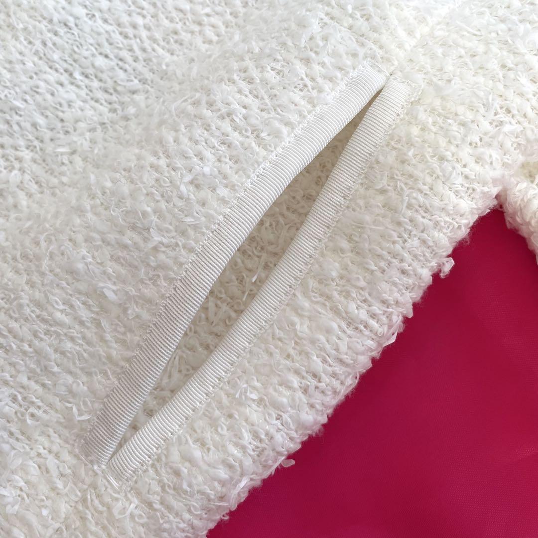 美品✨ANAYI✨カラミツイードジャケット　パールボタン　2022 ホワイト36