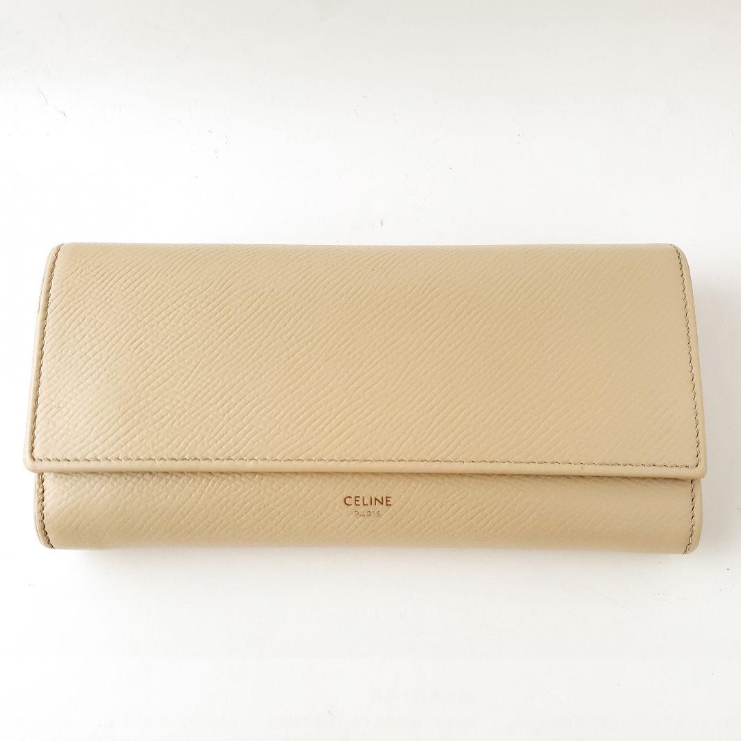 CELINE　長財布　ラージフラップウォレット　ベージュ　セリーヌ