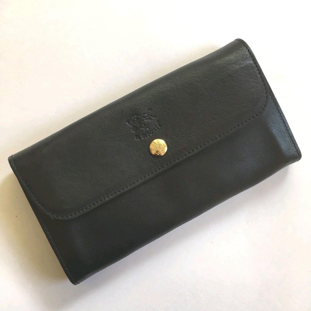 ずっと気になってた 新品】IL BISONTEイルビゾンテ リッチな長財布 人気ブラック 小物