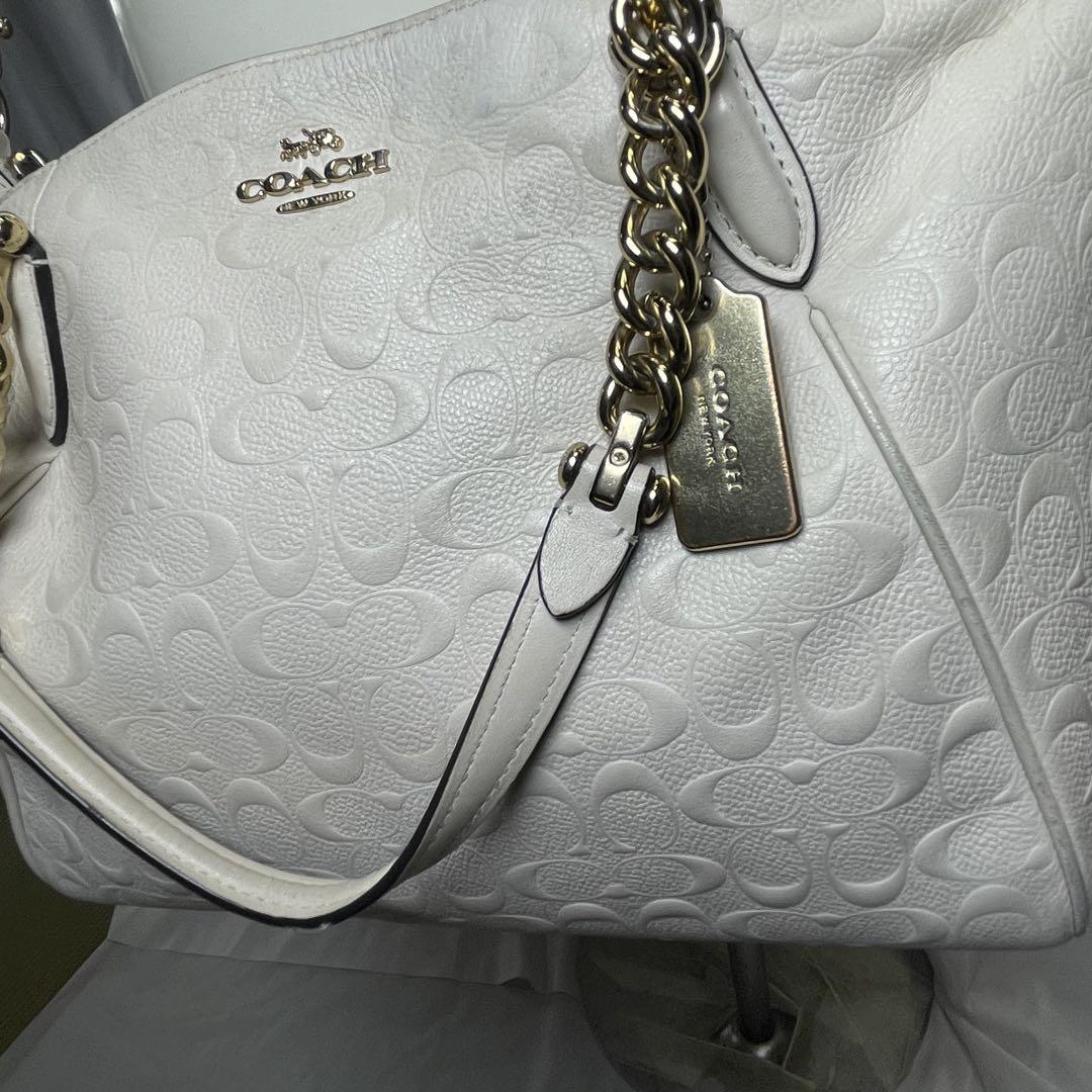 COACH 2way トートバッグ ショルダーバッグ ホワイト系