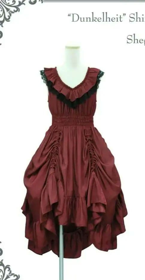 11 22迄 Dunkelheit シャーリングワンピース ボルドーFREE SIZE