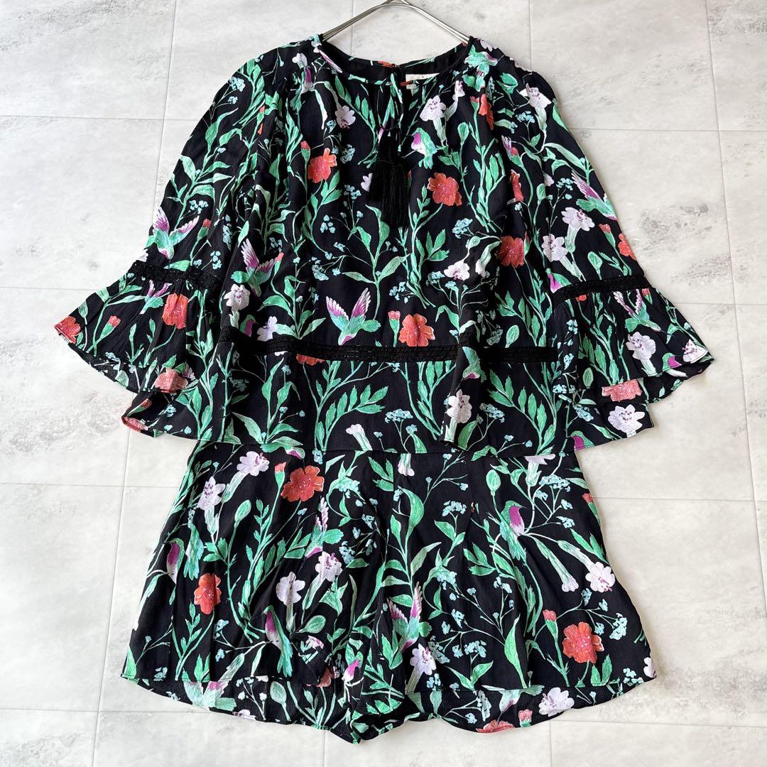 kate spade サロペット 花柄 ブラウス パンツ ドッキング リボン