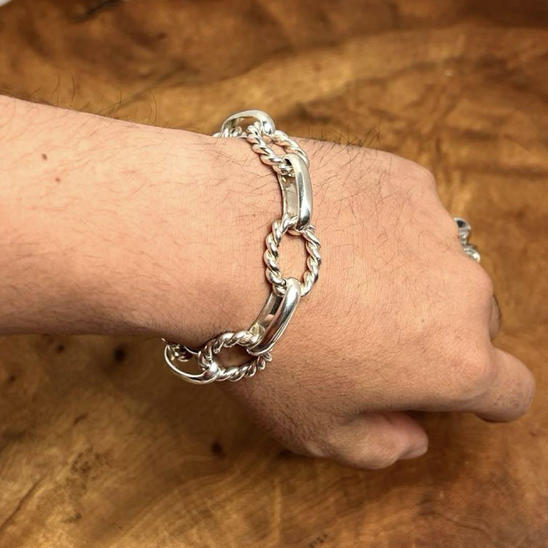 イタリア ヴィンテージ シルバー ワイド リンク ブレスレットITALY 925