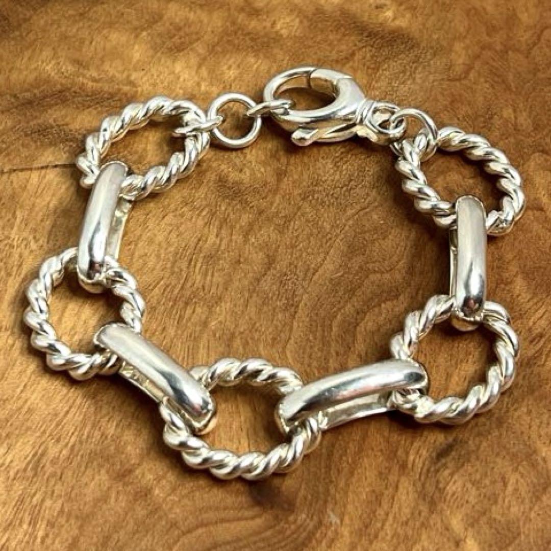 イタリア ヴィンテージ シルバー ワイド リンク ブレスレットITALY 925