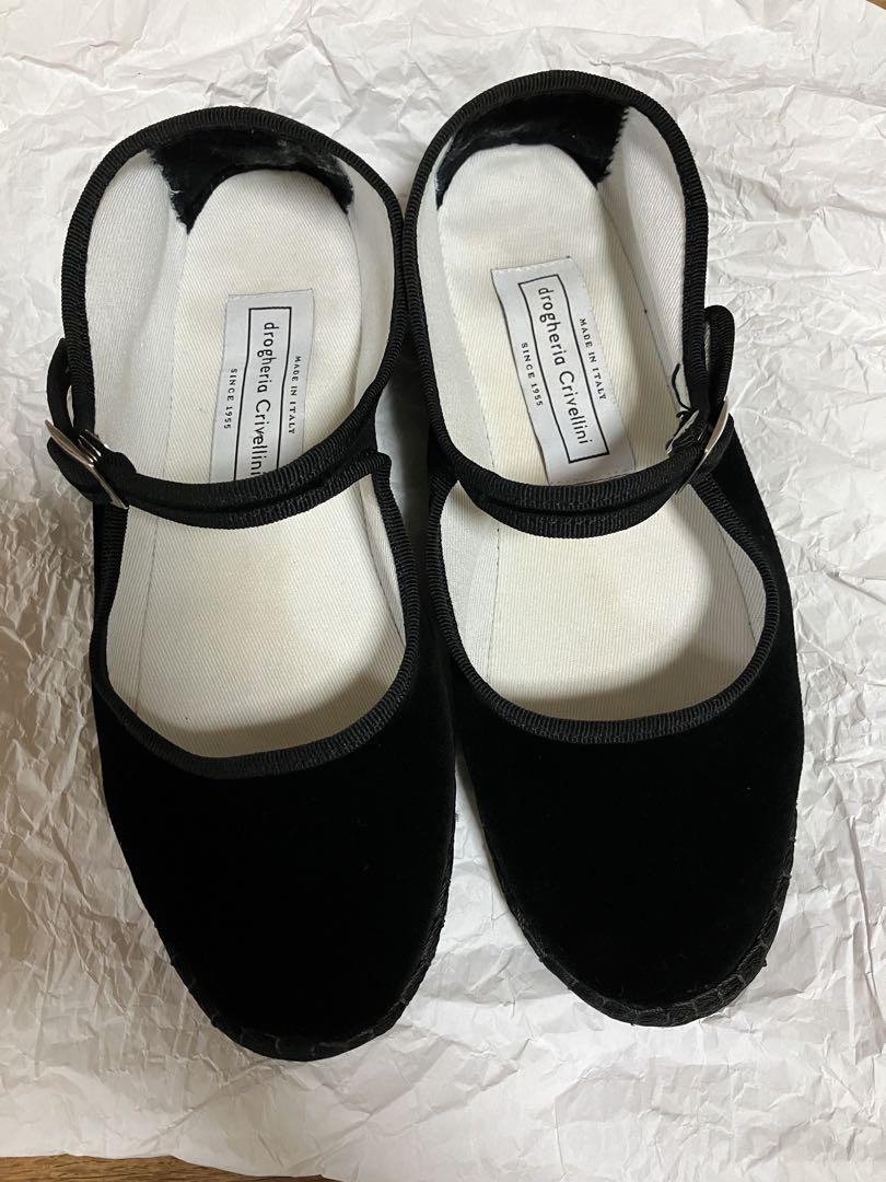 drogheria crivellini ベルベットストラップシューズ