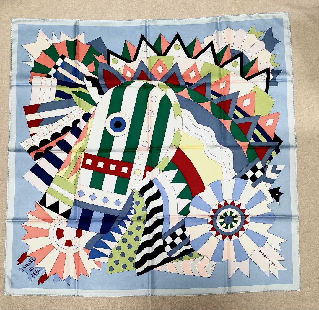 エルメス スカーフ カレ90 シュヴァルドゥフェット　美品 HERMES