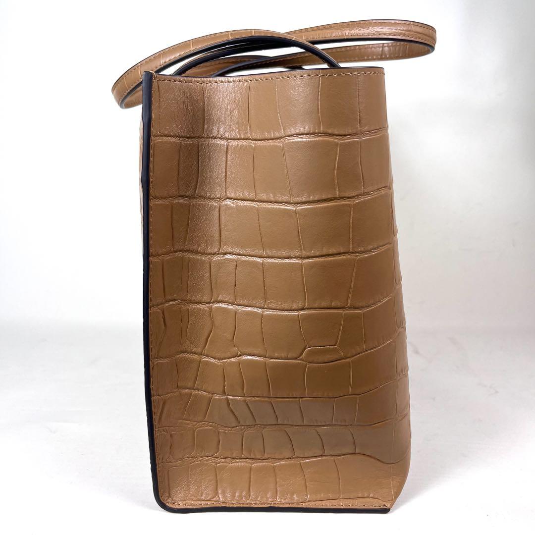 【展示品レベル】FURLA ブラウン クロコ型押し トートバッグ