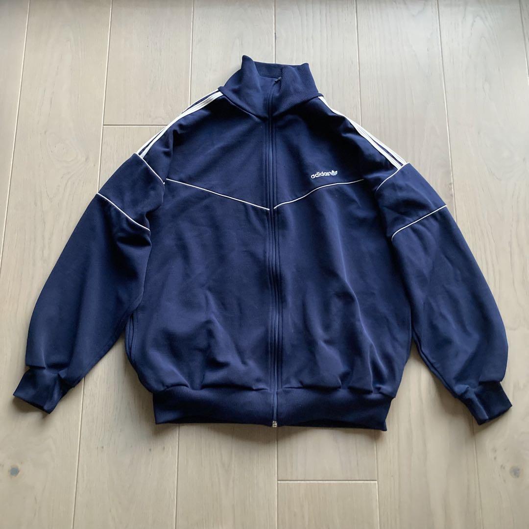 80's adidas Navy High-neck Track Jacket