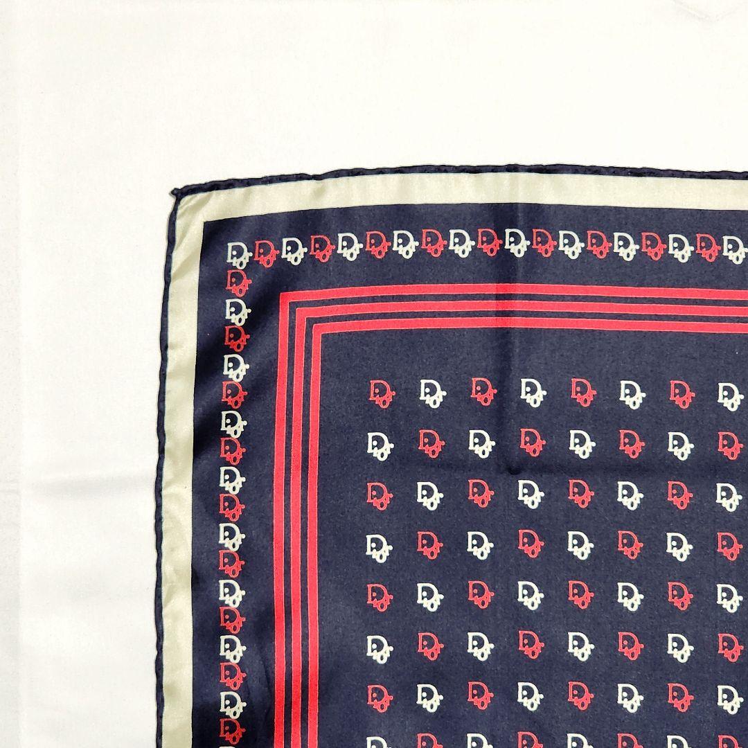 ★Dior★ ミニスカーフ トロッター スクエア レトロ シルク ネイビー